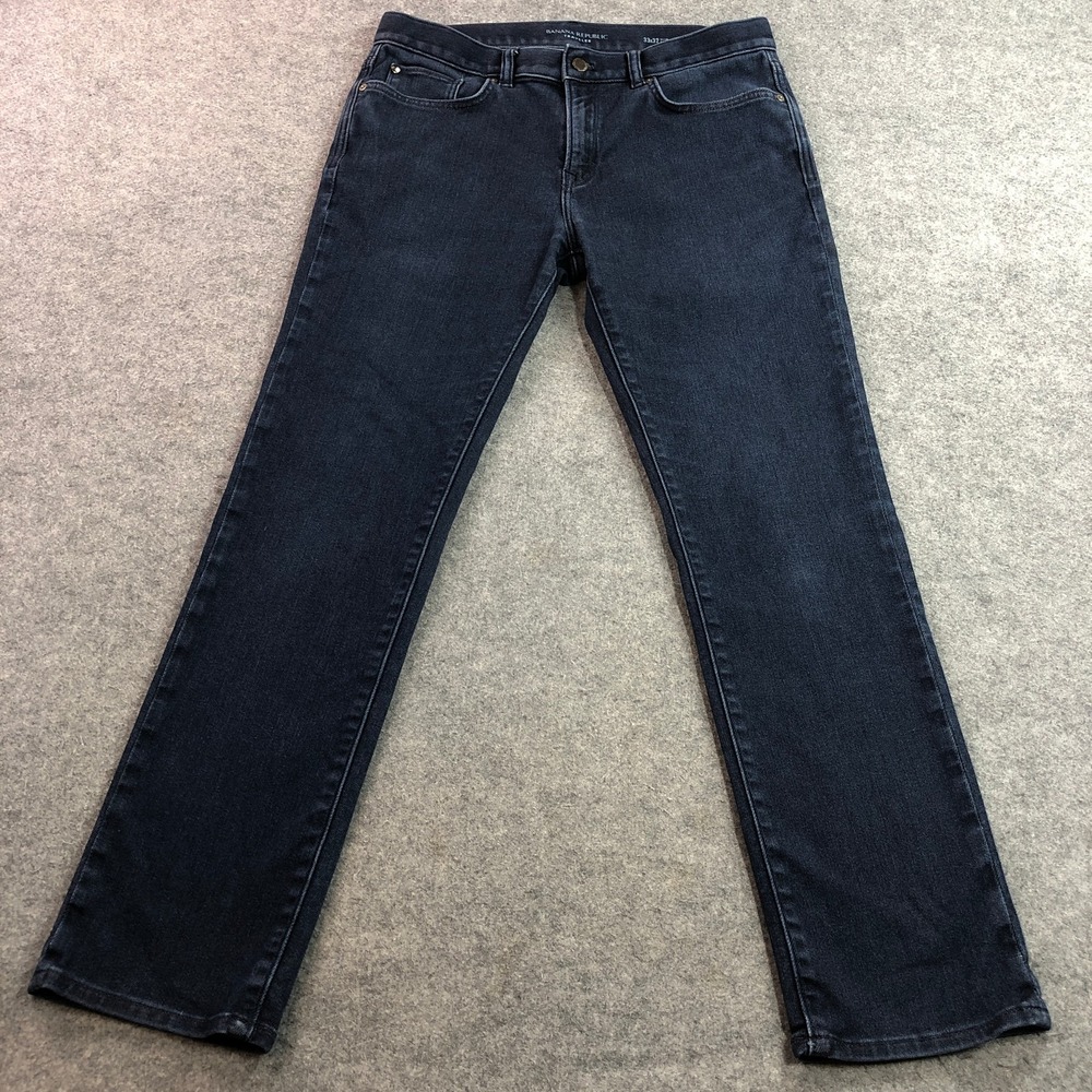 Banana Republic Mens Traveler Jeans 33x32 (Fits 33x30) Blue Dark Wash Slim Fit